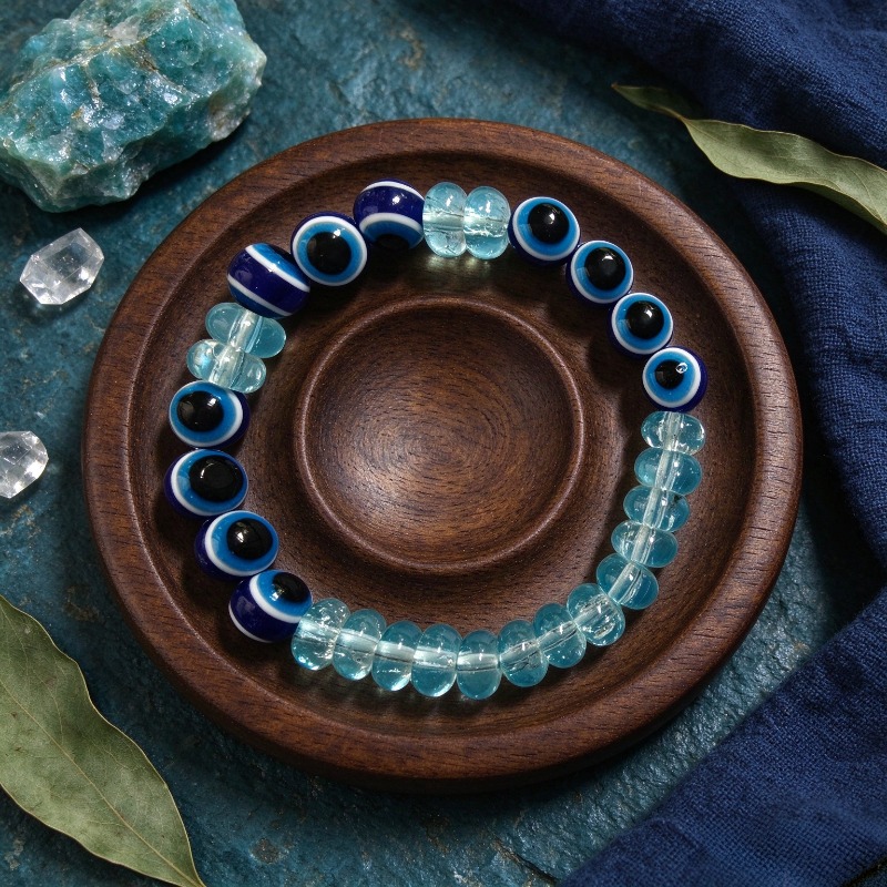 Deep Royal Blue and Icy Light Lake Blue Bead Bracelet